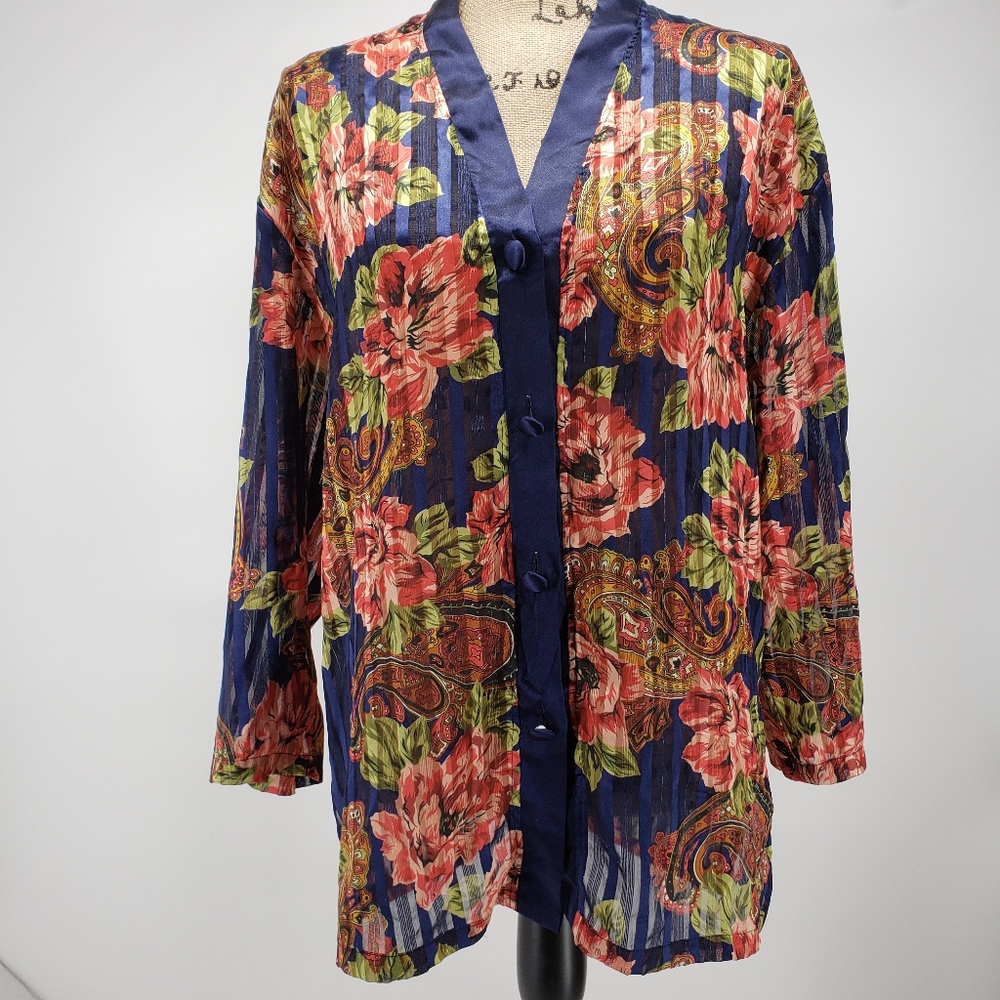 Vintage Gold Tag Victoria Secret Sheer Pajama Top Paisley Size Small